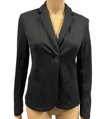 Labijou Black Tee Stretch Fabric One Button Faux Pocket Blazer Jacket Women’s S