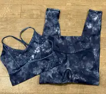Gymshark Elevate Athletic Set Sports Bra and Leggings Lakeside Blue Spray Dye