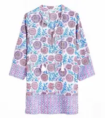 J.Crew NWT - Tassel Beach Tunic Floral Vine Block Cover Up Resort Pool Swim Lake