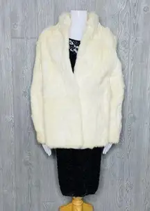 Vintage Bryant park french white rabbit fur coat / jacket small