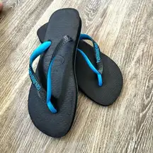 Havaianas Logo Filete black and blue flip flops