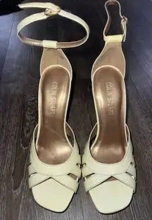 Colin Stuart‎ Egg Shell Patent Leather Strappy Stiletto Heels 8B L@@K!!!! S-92