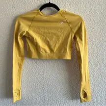 Gymshark Women’s Vital Yellow Seamless‎ Crop Long Sleeve Top Stretch Size Small