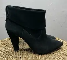 SCHUTZ Slouchy Booties Womens Size 8 Black Suede Heeled Boots Staple Classy Chic