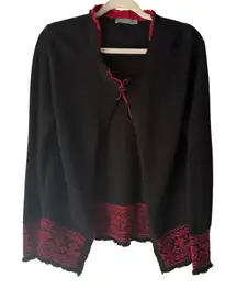 MFH Knits Black Red Baby Alpaca Cardigan Sweater Grunge Dark Academia Whimsigoth