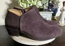 Vionic Marissa Suede Embossed Ankle Boots Burgundy 9.5 Casual‎ Fall Maroon