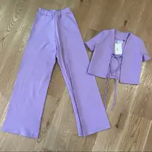 Claude - Wide Leg Pants Set in Lilac Purple