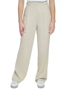 Calvin Klein Tan/Oat Pleated Wide Leg High Rise Slack Trouser Dress Pants 8 NWT