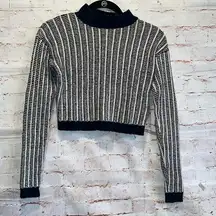BDG Sweater Womens Small Blue White Long Sleeve Crewneck Crop Top Striped