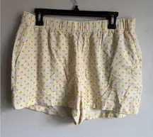 Vero Moda Cream Yellow Polka Dot Linen Blend Pull On Shorts Womens L