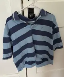 Polo Blue Striped  Collared Short Sleeve Shirt