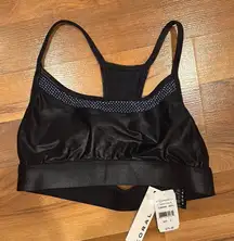 KORAL brand sports bra size small shiny black with blue‎