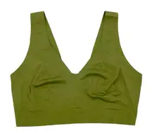 EBY Seamless Wireless Bralette Bra in Olive Green Size Large Soft Comfort V-neck