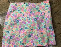WILD FABLE Jean Mini Skirt Floral Print Notch Front Seamed  Size 0