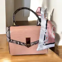 Aldo 'GLENDA' Convertible Satchel in Light Pink & Snakeskin Print. LIKE NEW