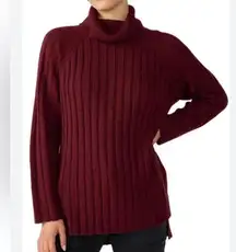 Sanctuary Burgundy Ribbed Long Sleeve Turtleneck Tunic Sweater Size M Sugar Plum