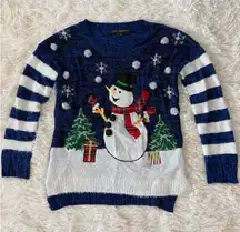 United‎ States Sweaters Ugly Christmas Sweater Snowman Stripes Blue Size Small