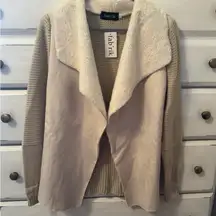 Fab'rik Mixed Media Knit Jacket in Cream and Tan Fur Shrug M/L