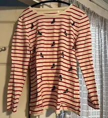 Talbots Holiday striped Holly Berry  top L