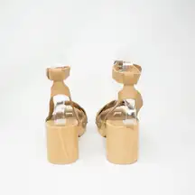 Splendid Barie Wooden Wedge Platform Open Toe Braided Heels Sandals Shoes Beige