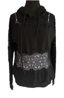 Venus Retro Black Lace Lightweight Hoodie Long Sleeve Women’s Size XS