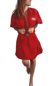 Vintage DICKIES Red Retro Pleated Skirt Crop Jacket Set 80s 90s Adult S/M Jr XXL