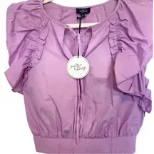 NWOT Milk & Honey lavender ruffle bow blouse - small
