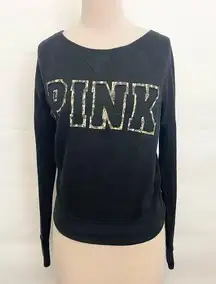 PINK - Victoria's Secret Victoria’s Secret PINK cheetah print graphic pink crewneck sweatshirt size med