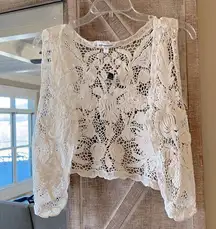 Romantic Crochet Lace Beige Vest Womens XL