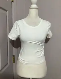 Spiritual Gangster NWOT White Short Sleeve Crop Stretch Shirt XS