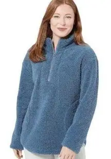 Koolaburrs ugg womens small fleece sherpa pullover sweatshirt 1/4 zip blue gorp