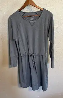 Carve Designs Cotton Dress Long Sleeve Tie Waist Drawstring Blue White Stripe Si