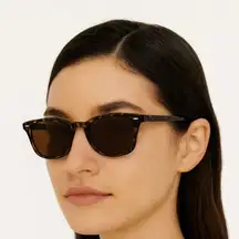 Lucky Brand Tortoise Shell Rectangular Brown Lens Sunglasses Unisex