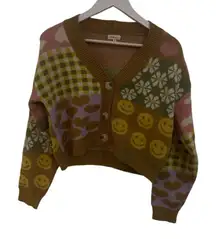 Debut XS button down cardigan sweater patchwork design