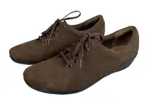 Clarks Collection Women Dark Brown Suede Lace Up Comfort Walking Shoes Size 8.5