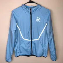 Nike Women’s N7 Blue Black Windbreaker Athletic Running Workout Hooded Jacket