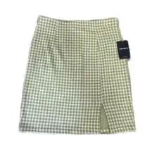 Forever 21 Light Green & Cream Plaid Skirt Small NWTs