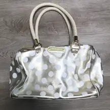 Betsey Johnson Polka Dot Purse Handbag Pocketbook Tote Gold White