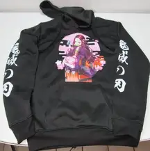 Demon Slayer Kamado Nezuko Pullover Hoodie Lightweight Anime Black Pink Adult S