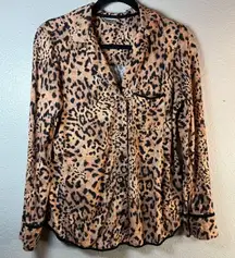 Soma Leopard Print Button-Up shirt pajama set with short SZ:S