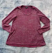 Jones New York Heathered Fuchsia Gray Long Sleeve Top Women's Medium