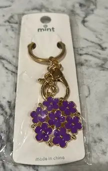 Mint Purple Floral bag charm/Keychain