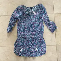 The Limited NWT $70 Teal/Purple Longsleeve Shift Dress Sz XS