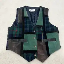 Brandon Thomas Women's Leather & Wool Patch Vest Size M