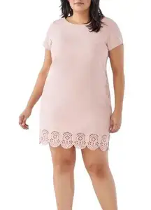 Women’s Justfab baby pink Perforated detailed Hem mini Dress plus size 1x