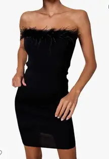 Shein Black Feather Bodycon Mini Dress | M