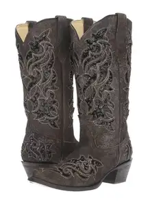 Corral‎ sequin inlay brown suede boots size 7