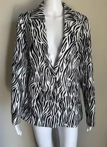 Zebra Animal Print Tuxedo Fitted Blazer Size S