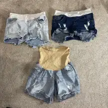 Lot of maternity Jean denim shorts size medium distressed full panel