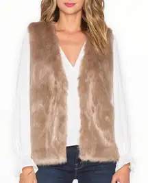 Joie Faux Fur Vest Womens M Tan Beige Quiet Luxury‎ Boho Old Money Urban Chic